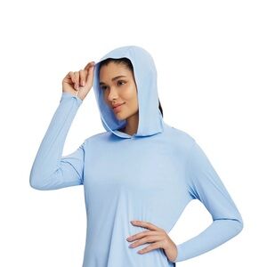 Baleaf Women's UPF 50+ Lightweight Sun Hoodie Sz L Kentucky Blue Active Cycling